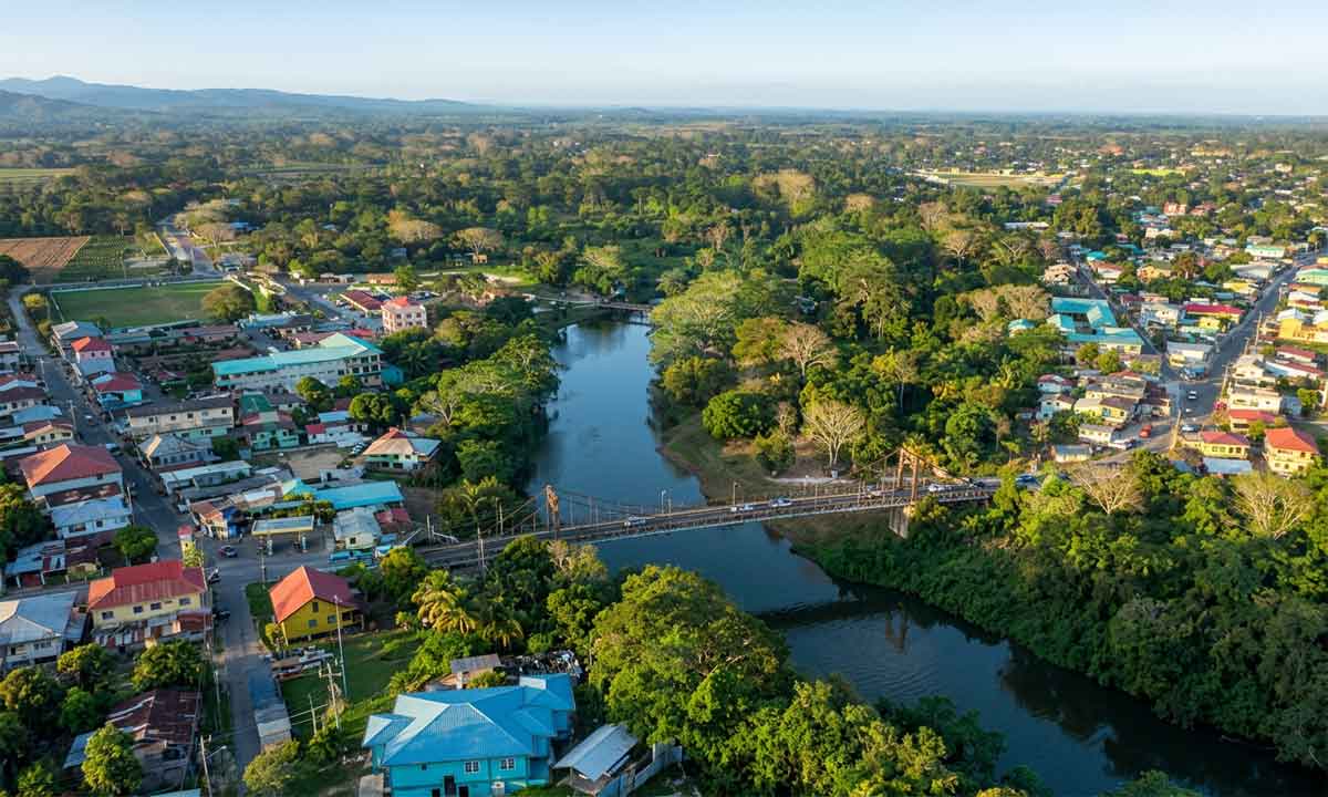 San-Ignacio-Belize - Authentic Travel Belize Aerial view of San Ignacio, Belize, the inland base for Maya sites, river trips, caves, and jungle adventures